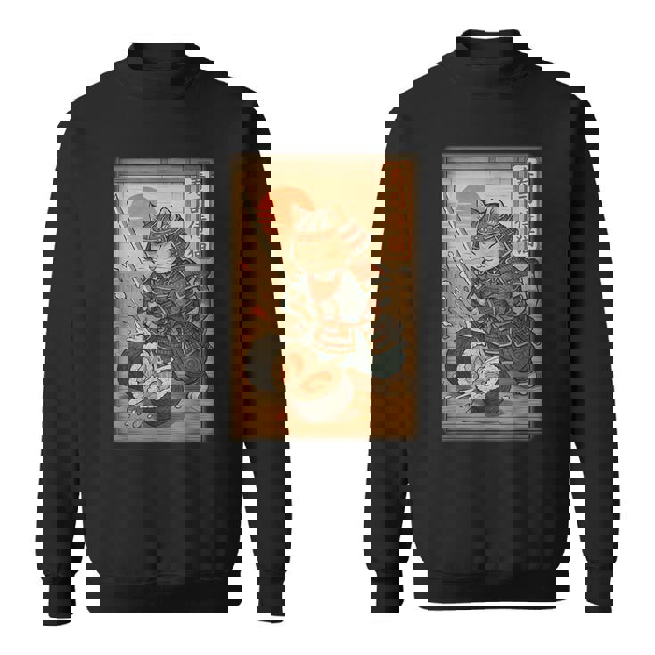 おもしろ寿司 侍猫 道場 夕日 浮世絵 漫画 漢字アート スウェットシャツ