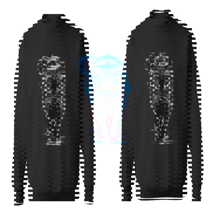 おもしろ猫 稲妻 黒猫 スウェットシャツ