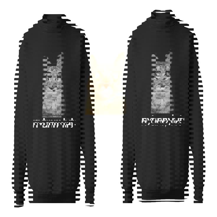 お腹が痛い面白い猫のミーム スウェットシャツ