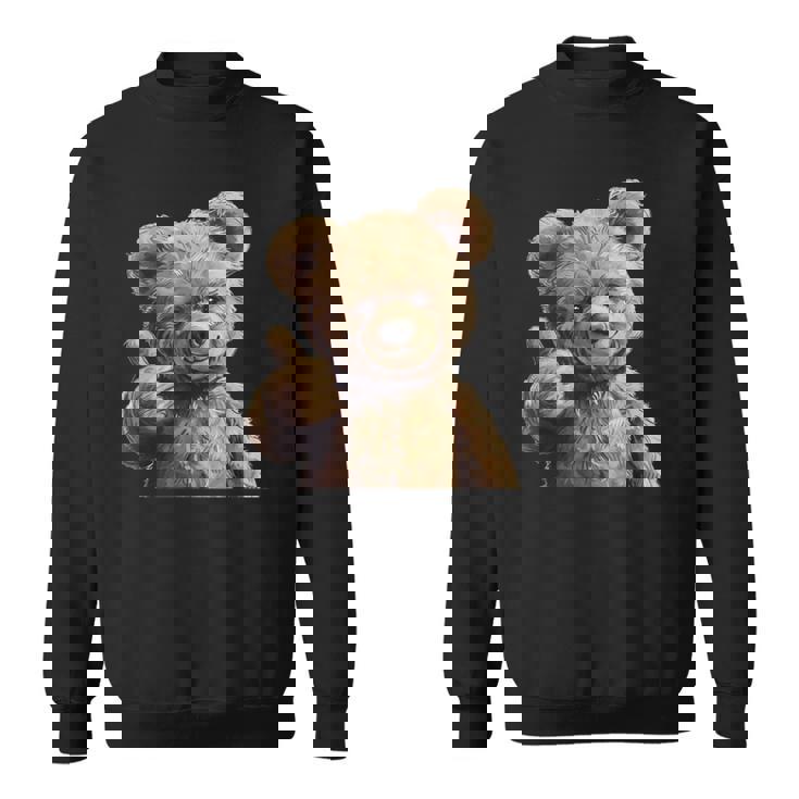 かっこいいテディベア 親指付き スウェットシャツ