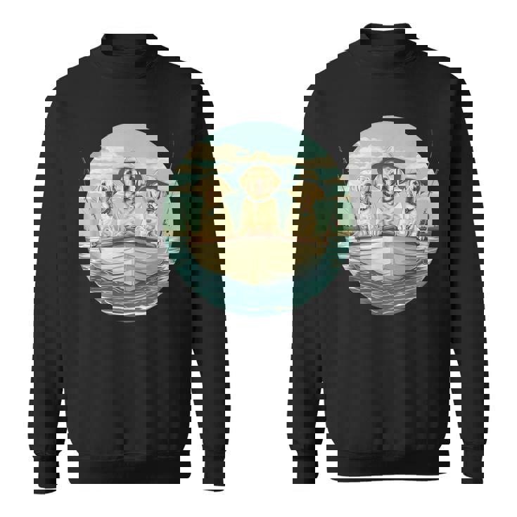 かわいい イエロー ラブラドールレトリバー 犬 釣り ボート 湖 犬 スウェットシャツ