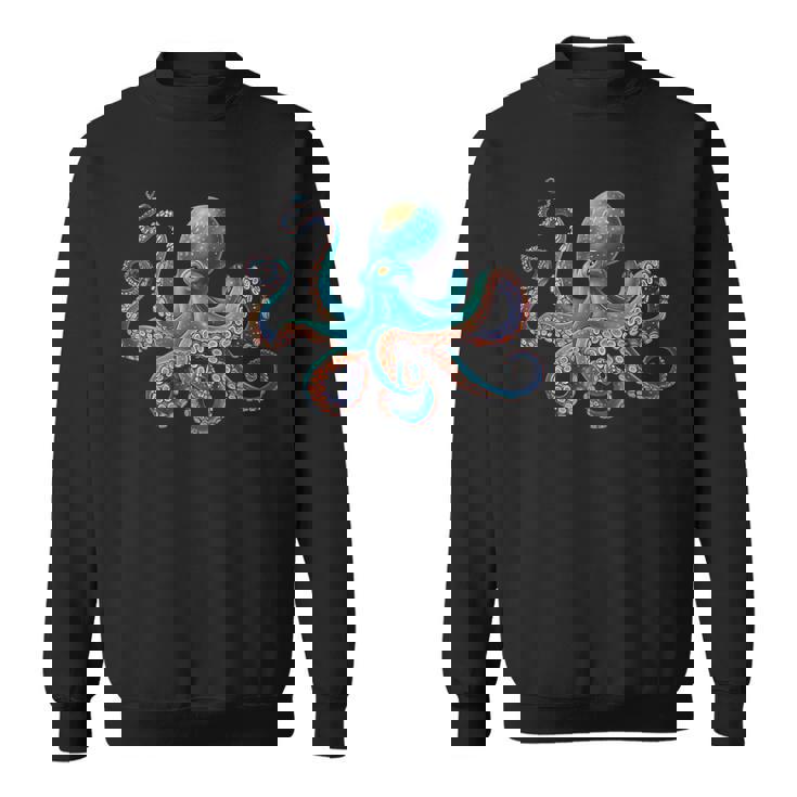 かわいい タコ カラフル ヴィンテージ ブルー イカ クラーケン スキューバ ダイビング スウェットシャツ