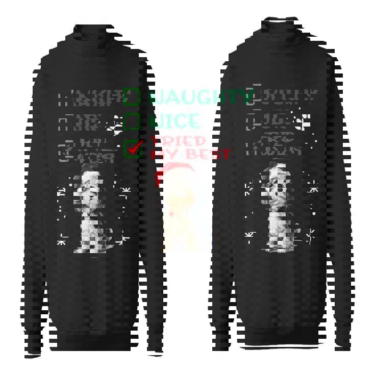 かわいい ダンディ ディンモント テリア 犬 クリスマス いたずら 素敵 試した スウェットシャツ