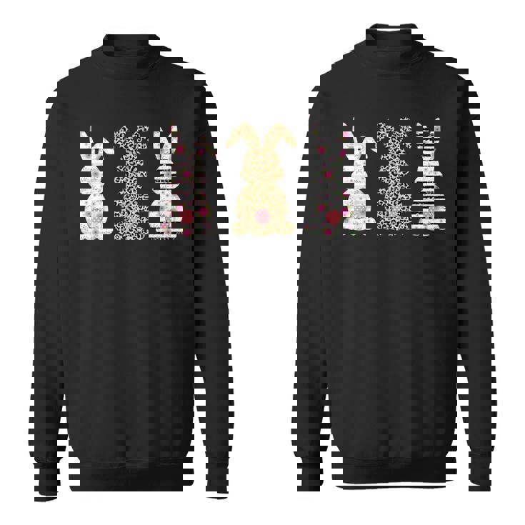 かわいい ヒョウ イースター バニー ウサギ トリオ フローラル ハッピーイースター スウェットシャツ