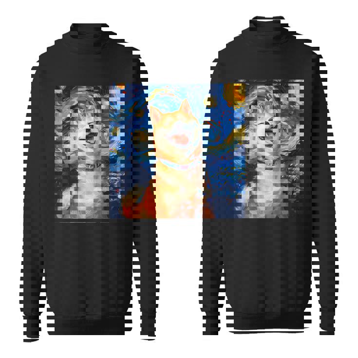 かわいい 柴犬 犬 星月夜 ヴィンセント・ヴァン・ゴッホ 絵画 スウェットシャツ