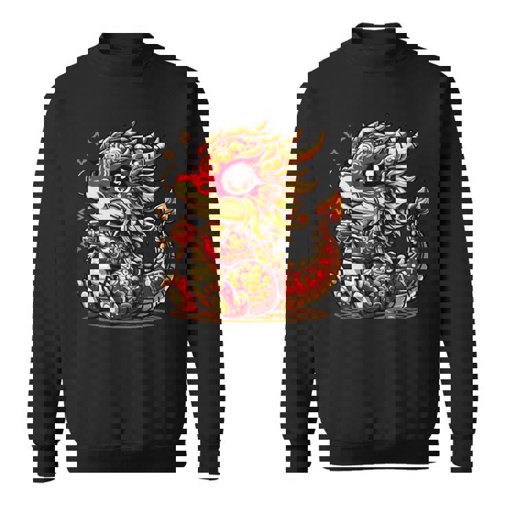 かわいい かわいい 赤 金 龍 中国 旧正月 縁起物 スウェットシャツ