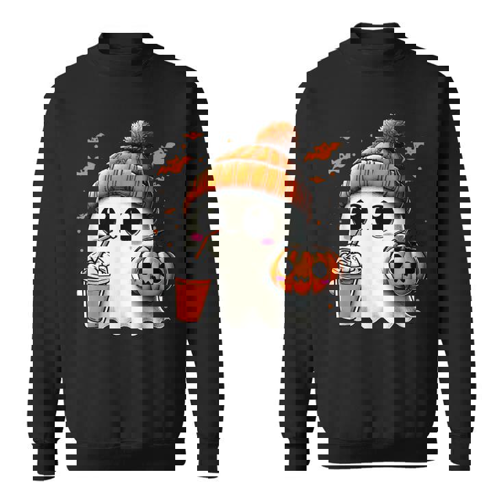 かわいいおばけを飲むかぼちゃスパイス ゴーストハロウィンコスチューム スウェットシャツ