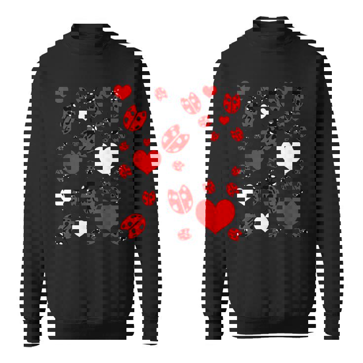 かわいいてんとう虫とハートのてんとう虫柄 スウェットシャツ