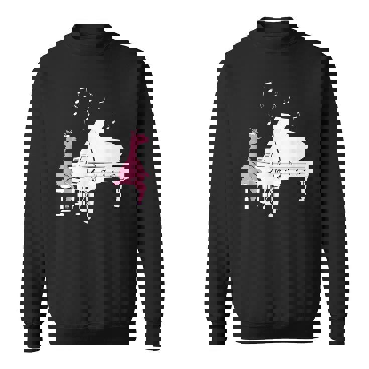 かわいいアルパカ弾き ピアノ音符記号 ミュージシャンアート スウェットシャツ