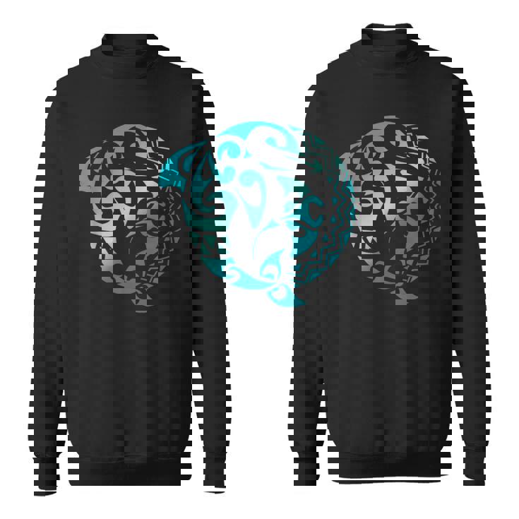 かわいいイルカ マンタレイ トライバル ハワイアン 海 海 恋人 スウェットシャツ