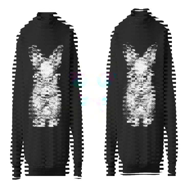 かわいいエステティックイースターボウタイバニーウサギメガネ付き スウェットシャツ