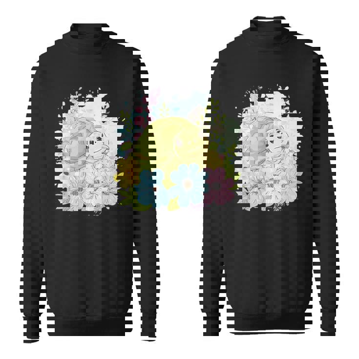 かわいいカメの花 I キッズ 亀 スウェットシャツ