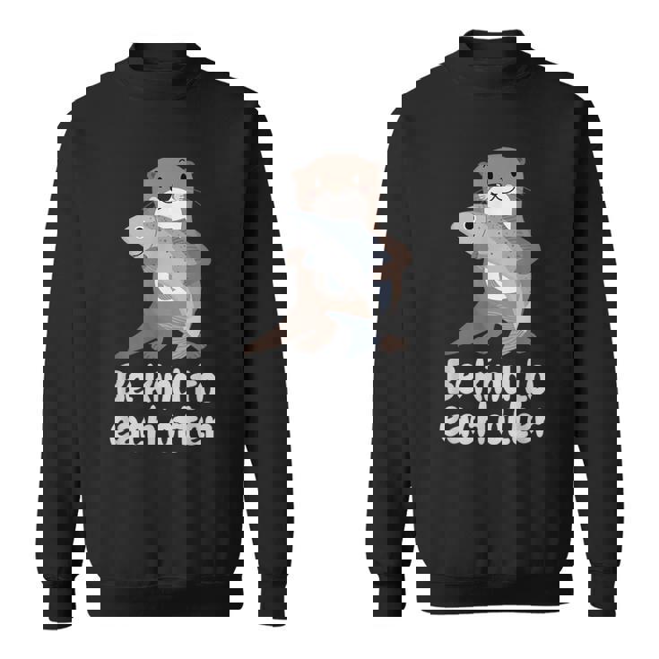 かわいいカワウソと魚と面白い言い方おかしいカワウソ スウェットシャツ