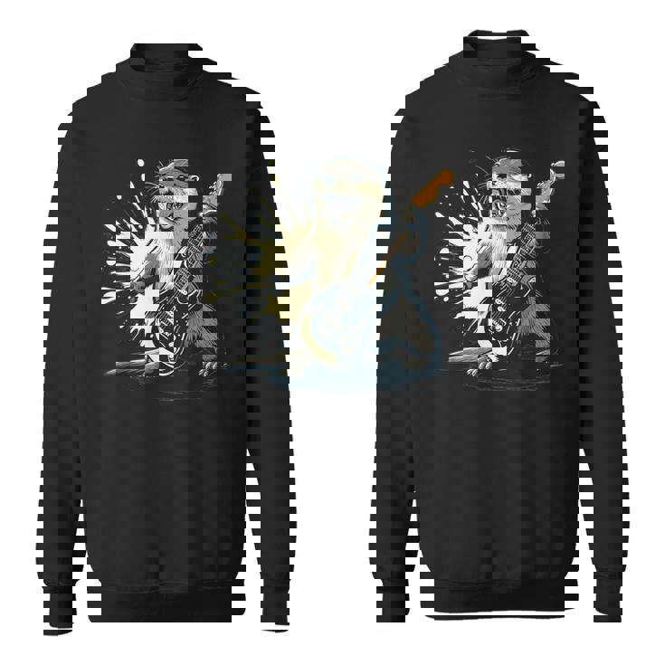 かわいいカワウソの顔のコスチューム エレキギター付き 音楽ファン向け スウェットシャツ