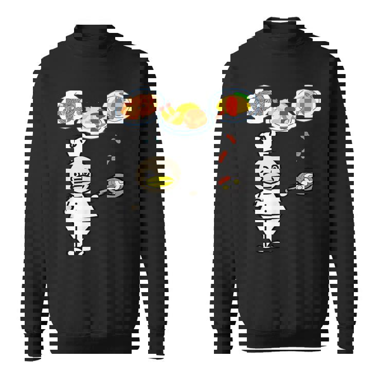 かわいいコックさん 洋食屋さん オムライス ナポリタン ハンバーグ エビフライ ウィンナー フライパン おもしろ スウェットシャツ