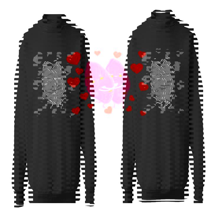 かわいいサツマイモ カップル ハグサツマイモ スウェットシャツ