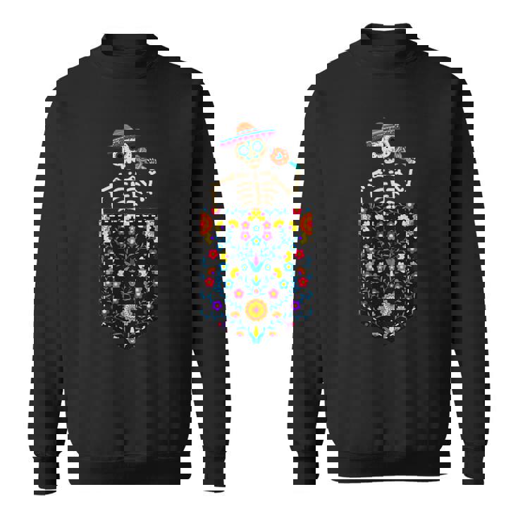 かわいいシュガースカル スケルトン ポケット入り メキシカン シンコ・デ・マヨ スウェットシャツ