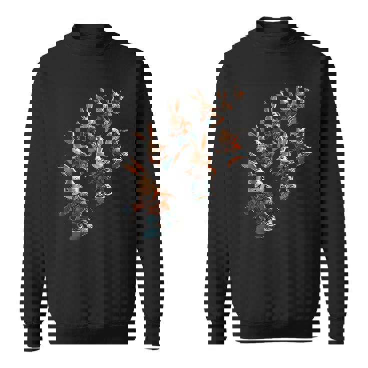 かわいいスノーボードウサギの漫画アート スウェットシャツ