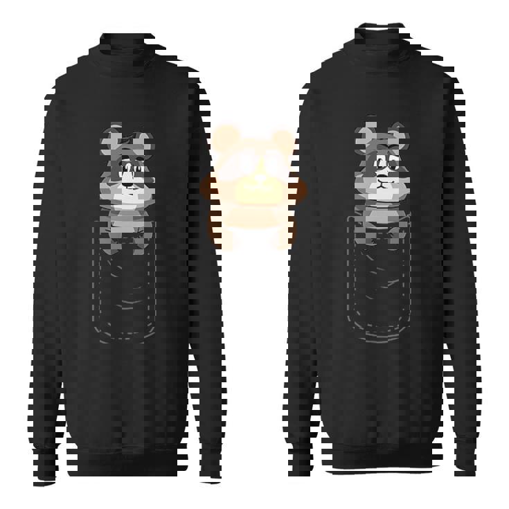 かわいいタヌキ胸ポケット スウェットシャツ