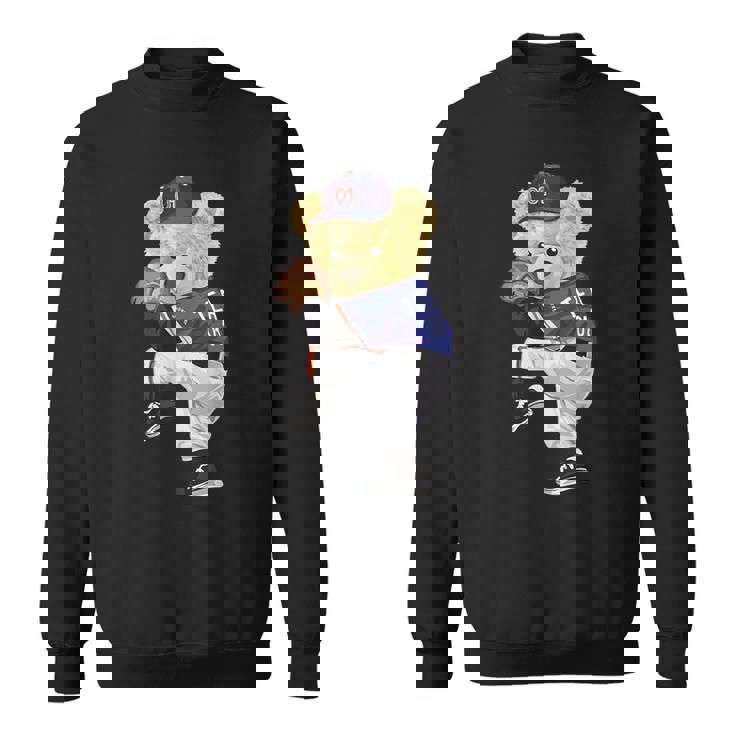 かわいいテディベア 野球ジャグ スウェットシャツ スウェットシャツ