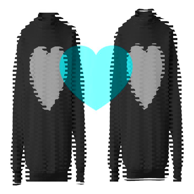 かわいいブルーターコイズハート スウェットシャツ