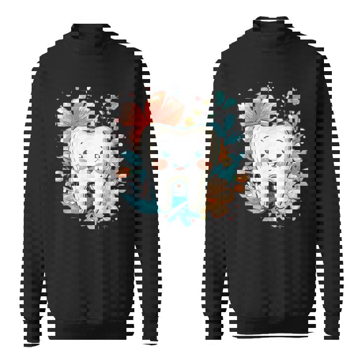 かわいい歯と花iキッズ歯 スウェットシャツ