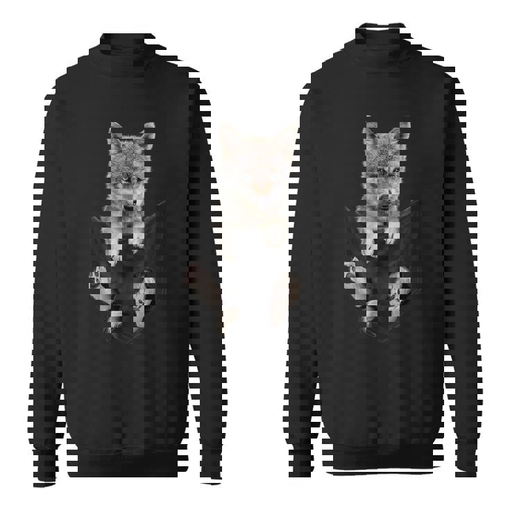 かわいい毛皮のような茶色のオオカミのポケット スウェットシャツ