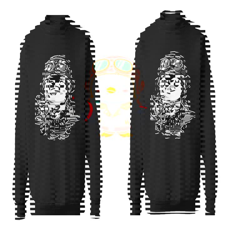 かわいい空飛ぶペンギン パイロット ヘルメット 飛行機 航空機 航空機 スウェットシャツ