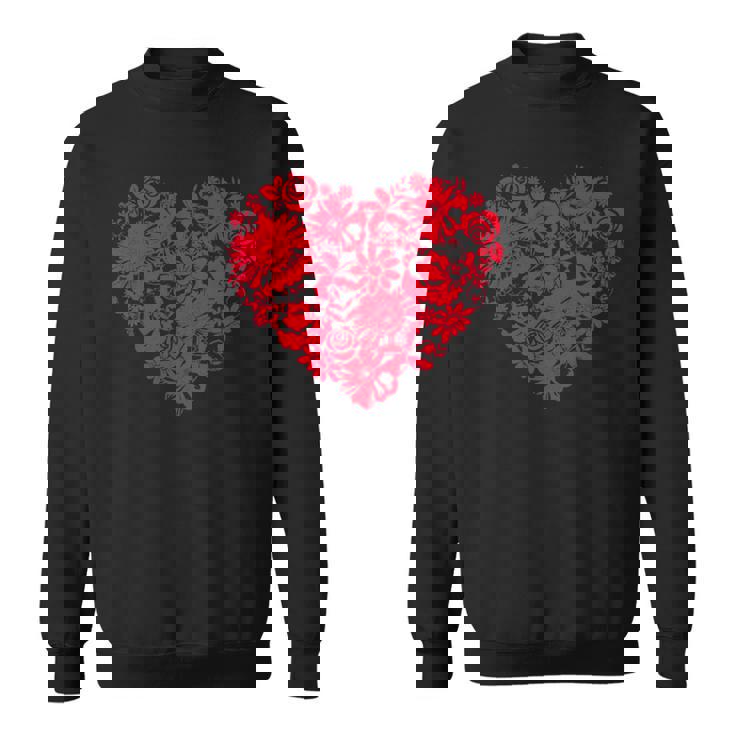かわいい花赤いハート花のバレンタインデーの愛 スウェットシャツ