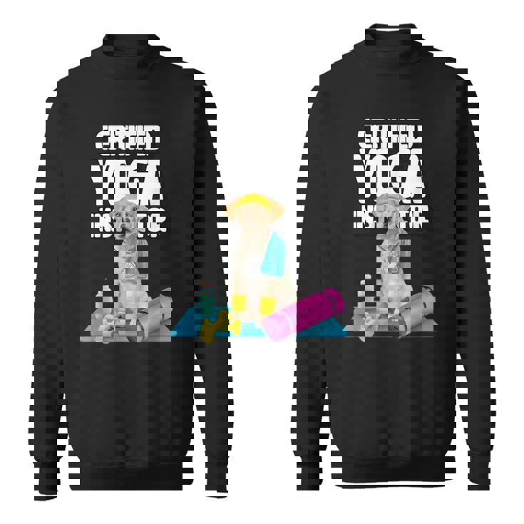 かわいい黄色いラブラドールヨガの先生が犬の子犬のためにヨガを作ります。 スウェットシャツ