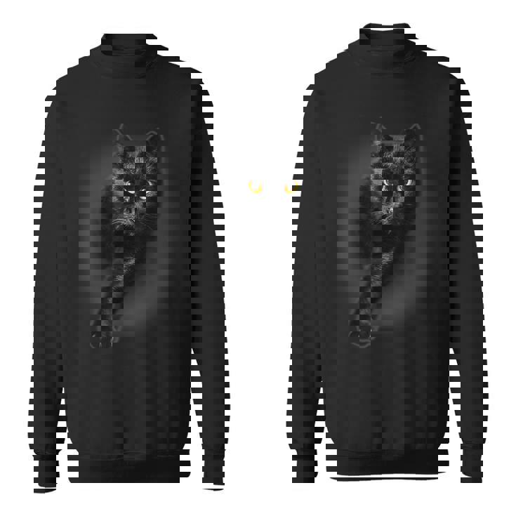 かわいい黒猫 黄色い目 猫 ギフト スウェットシャツ