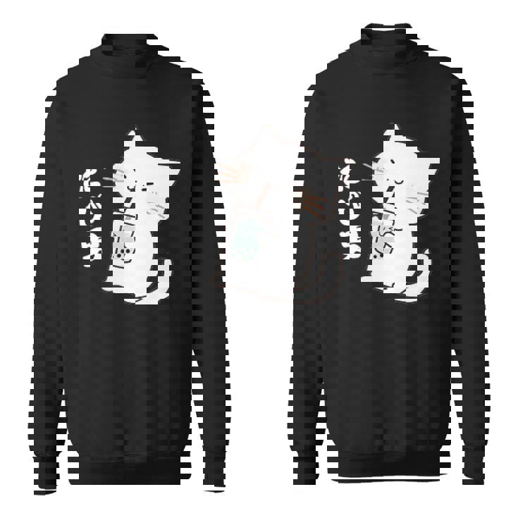 たぴ男ネコ – タピオカを飲む猫キャラデザインキッズから大人まで スウェットシャツ