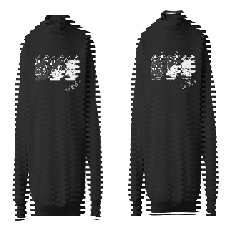 ねこさん 3 スリー Neko・Neko・Neko 黒猫・ハチワレ・白猫【どうぶつフレンズ】不機嫌猫 顔イラスト スウェットシャツ