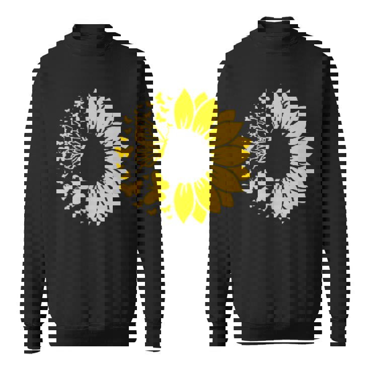 ひまわりと蝶のシルエット、自然の調和。 スウェットシャツ