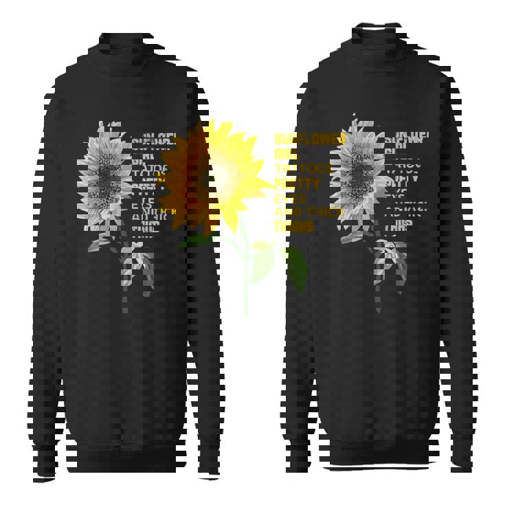 ひまわりガール タトゥー かわいい目 太腿 スウェットシャツ