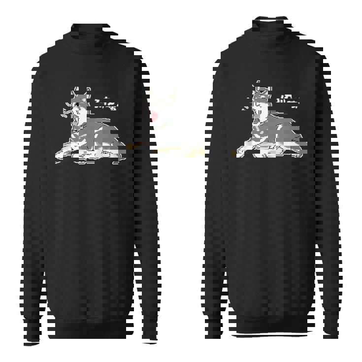 ふわーぁとあくびをする黒柴 柴犬のドット絵 スウェットシャツ