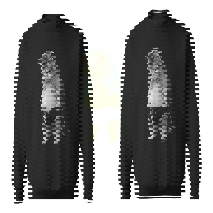 ぽっちゃり猫 お腹が大きい猫 ユーモア Fat Cat スウェットシャツ