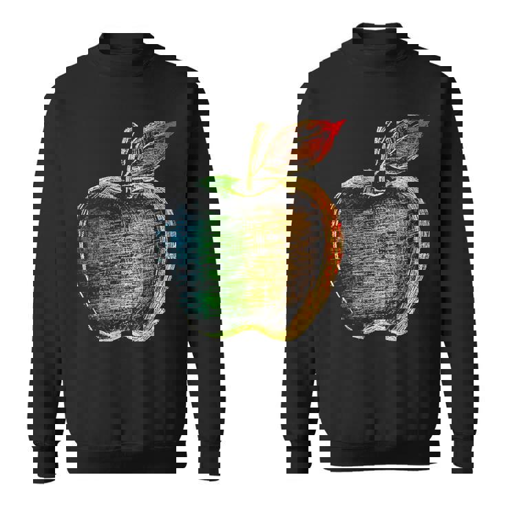 りんご フルーツ ドローイング アート カラフル モチーフ アップル スウェットシャツ