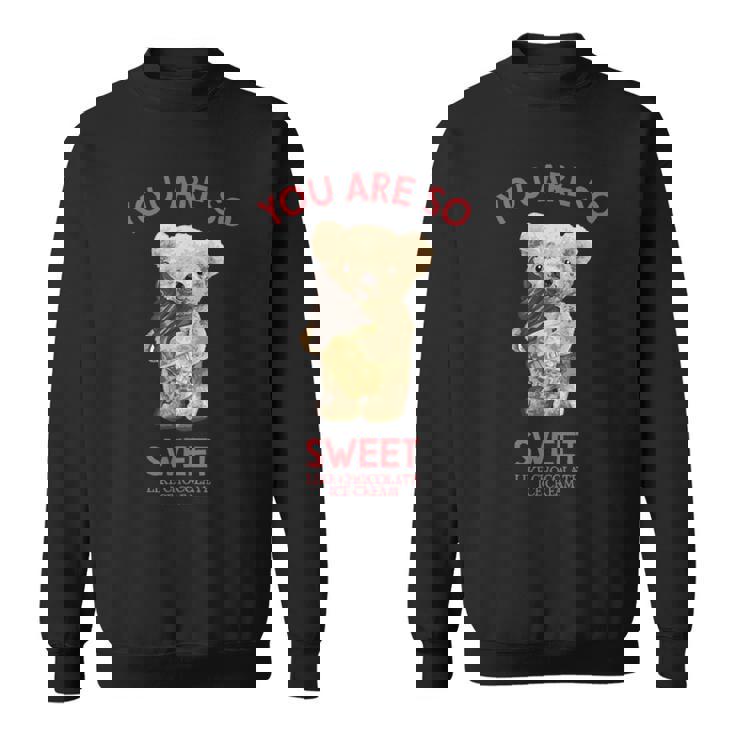 アイスクリームを食べるテディベア スウェットシャツ