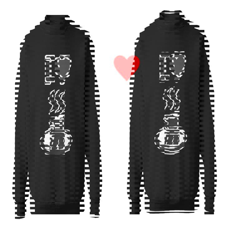 アイラブ・湯 イラスト【温泉】お風呂 マーク 銭湯 記号 ハート お土産 旅行 メッセージ・面白い デザイン スウェットシャツ