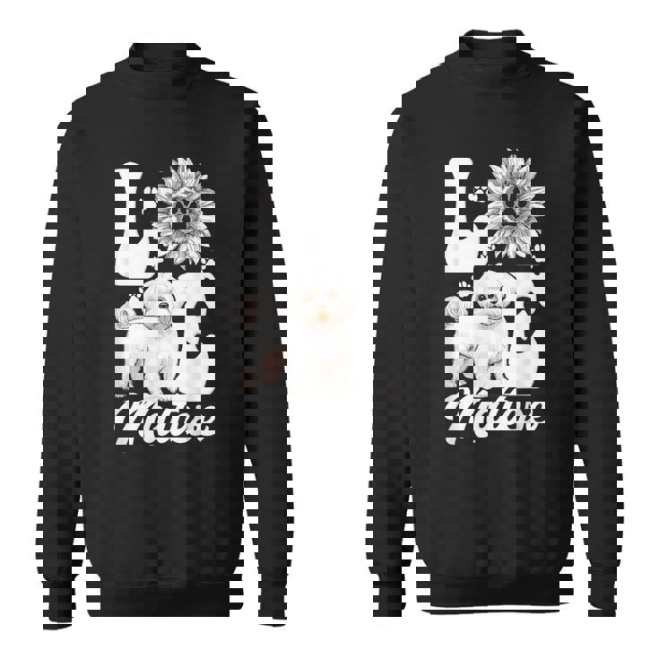 アイ・ラブ・マルチーズ・ドッグ・オーナー・ファニー・ポー・プリント・サンフラワー・ラバー スウェットシャツ