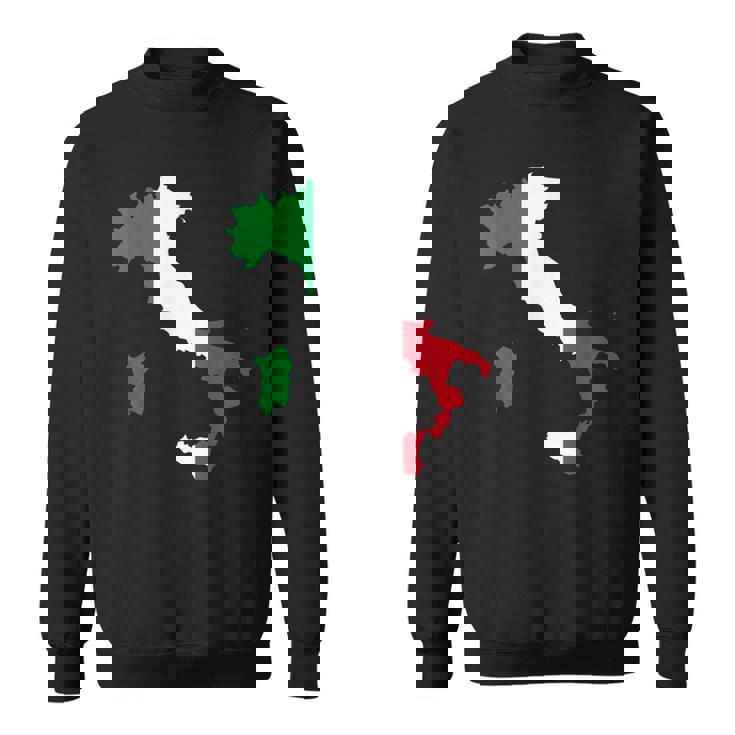 アウトライン イタリア 赤 白 緑 ストライプ 地図 スウェットシャツ