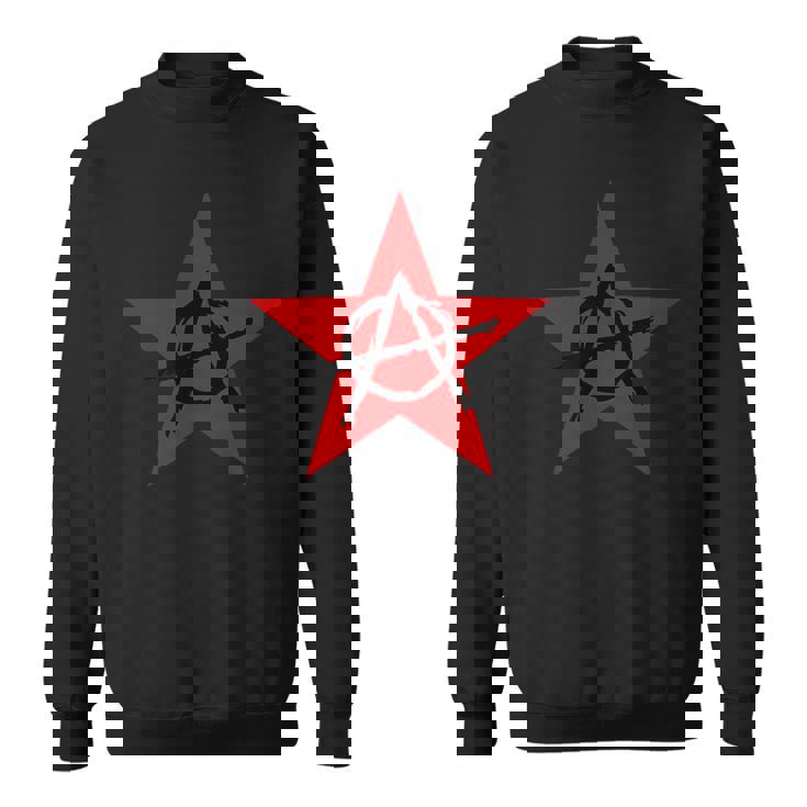 アナーキーサイン、ブラック、レッド、星、海賊、反逆者、パンク、アンチ。 スウェットシャツ
