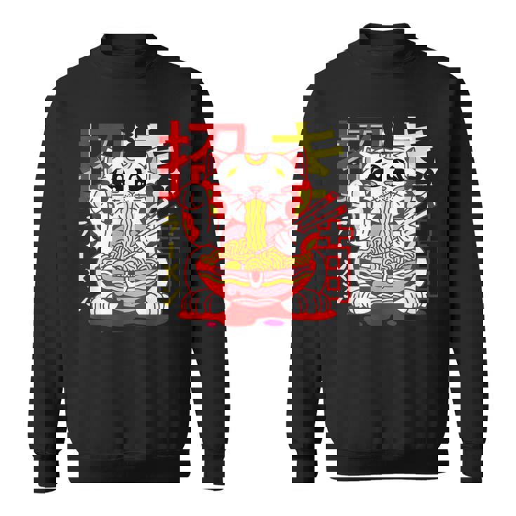 アニメ ラーメン 猫 レトロ 和麺 美的 カワイイ スウェットシャツ