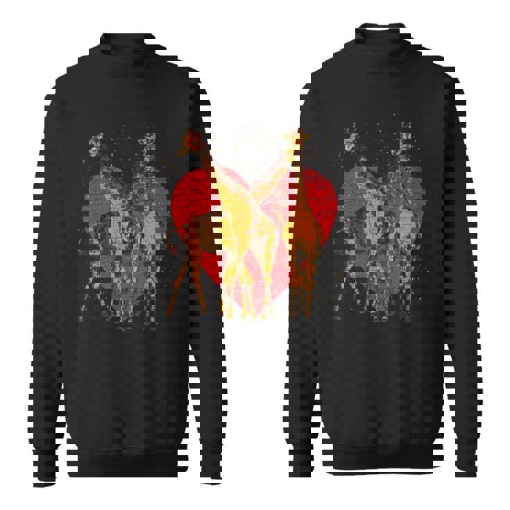 アフリカ サファリ アニマル ハート バレンタインデー ギフト ラブ キリン スウェットシャツ