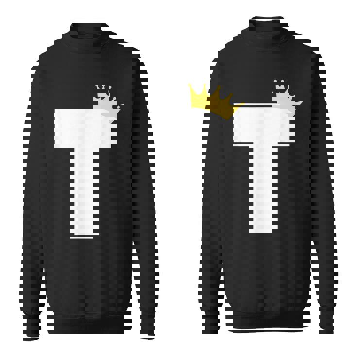 アルファベット T 大文字モノグラム イニシャル キング クイーン クラウン スウェットシャツ