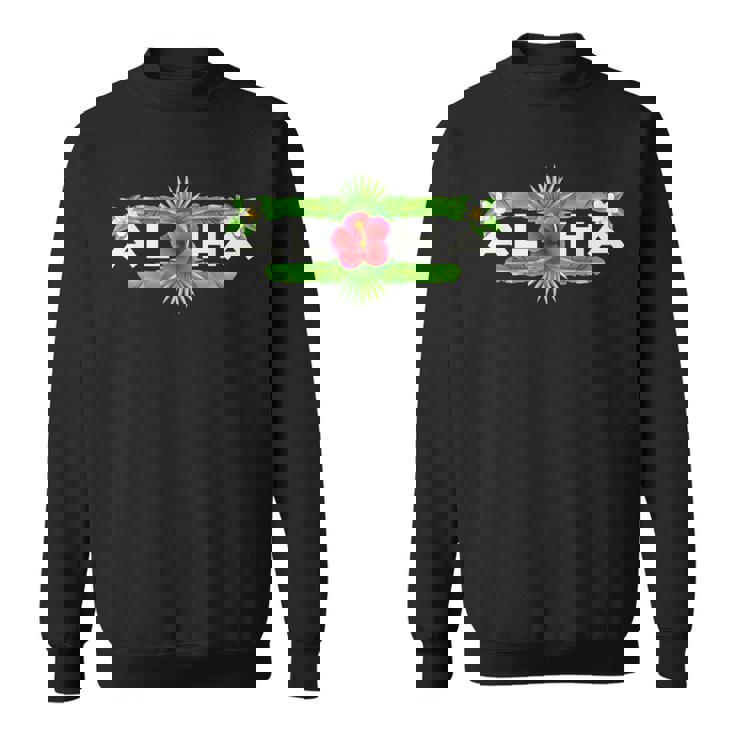 アロハ ハイビスカス フラワー トロピカルハワイアンデザイン スウェットシャツ