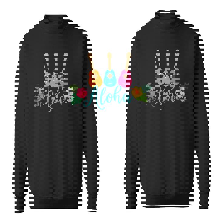 アロハシャツ ウクレレとハイビスカス柄 スウェットシャツ