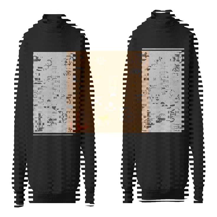 アンティークエンジニアリング機械科学パターン スウェットシャツ