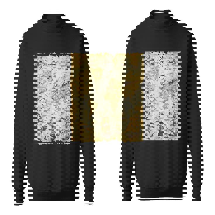 アンティーク地図 海の生き物 海賊 スウェットシャツ